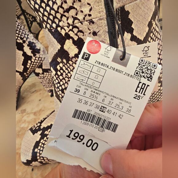 NWT ZARA BOOTS SNAKE PRINT INNER PLATFORM LEATHER HEELEDโKNEE HIGH BOOTS - Picture 14 of 14